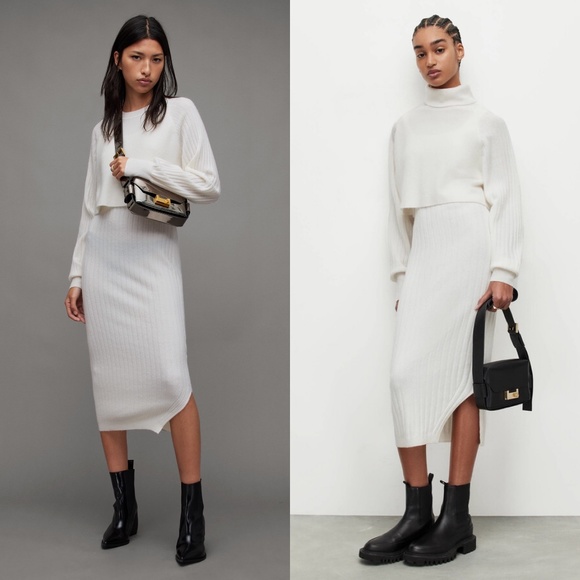 All saints Margot layered 2 piece wool and alpaca sweater dress MEDIUM - Picture 2 of 7